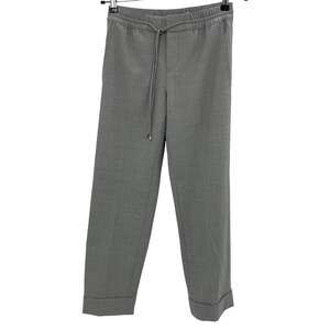 CLUB MONACO Womens Tie Waist Wool Blend Pant Size 00P Grey Cropped Quiet Luxury